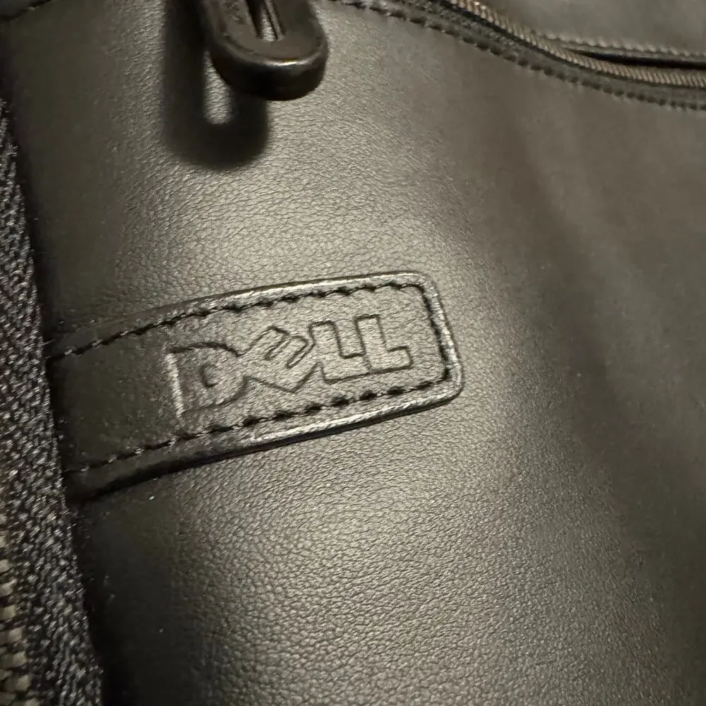 Dell Executive Black Leather Laptop Briefcase Bag 17x13 Multi-Compartment Padded